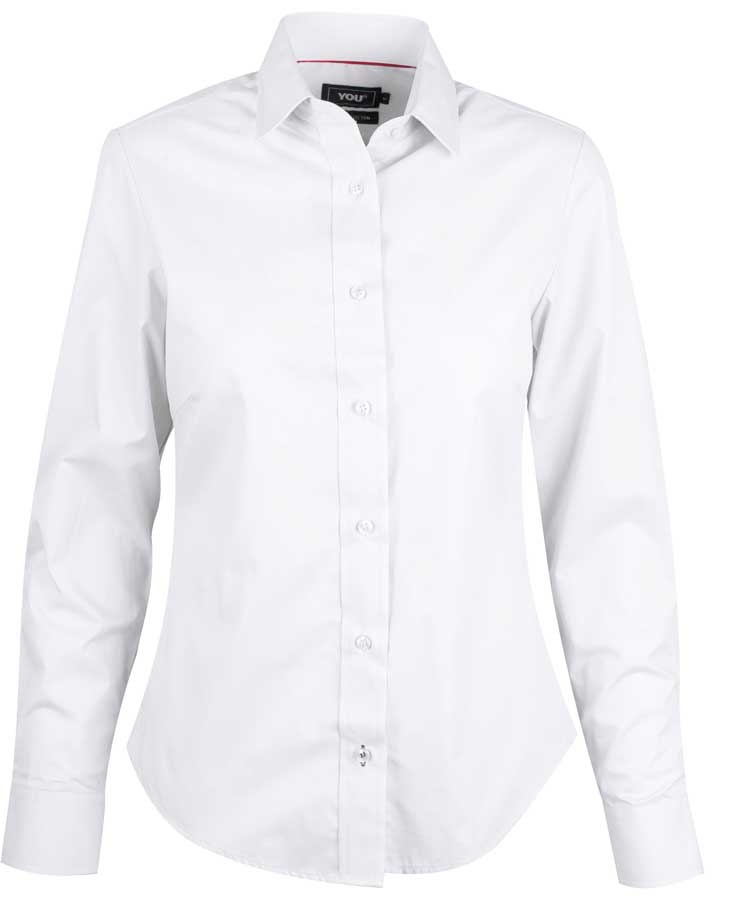 Hvid figursyet dameskjorte - (L/Æ)